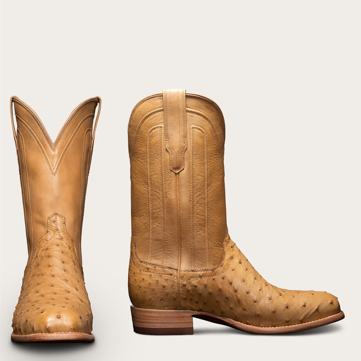 square toe ostrich skin boots