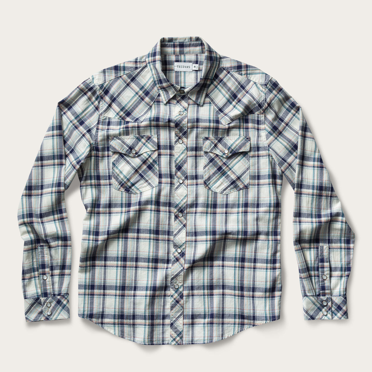 Men's Long Sleeve Western Pearl Snap Button Shirt | Cotton Pearl Snap