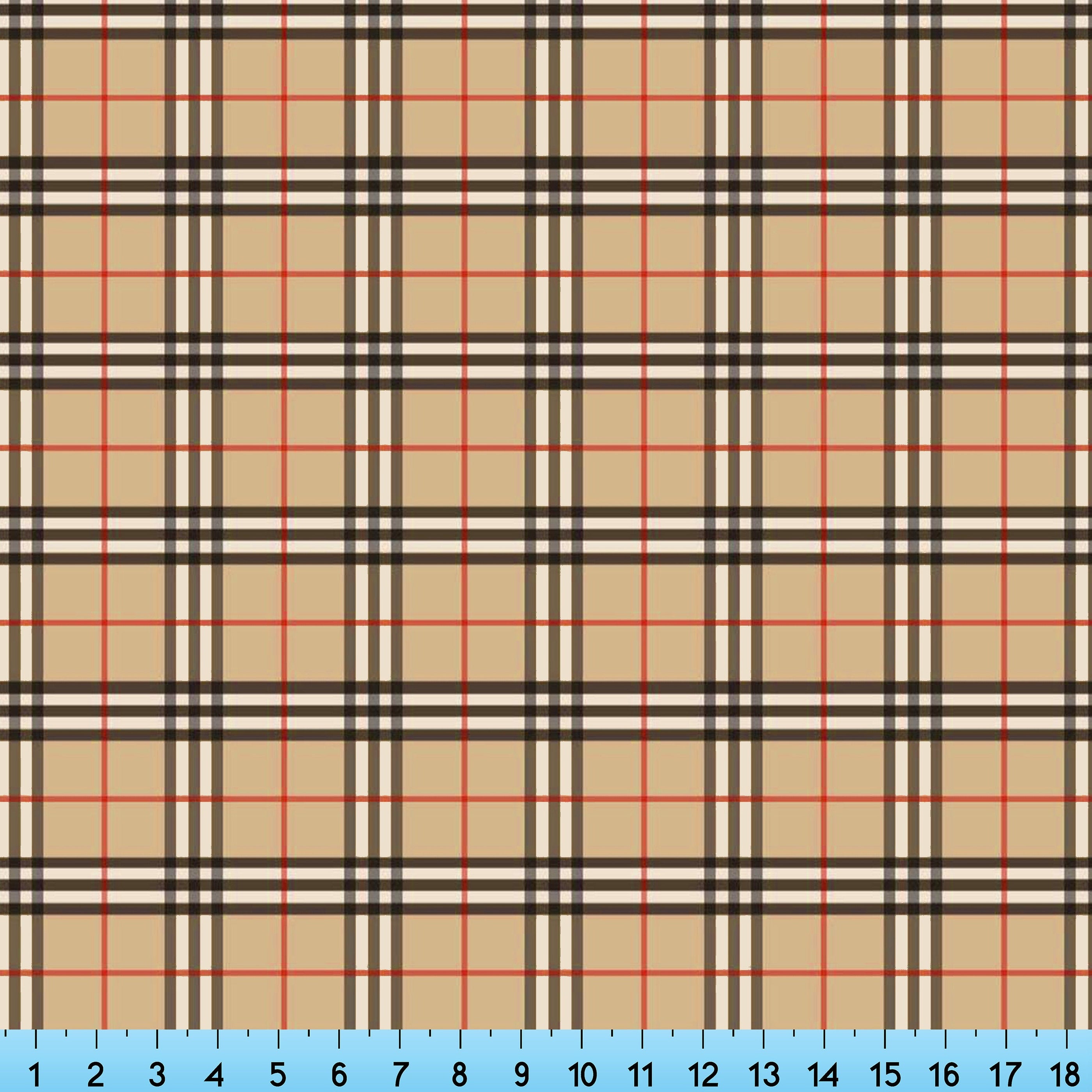 Beige Tartan Designer Print Fabric, Tan Black White Tartan Fabric By T ...