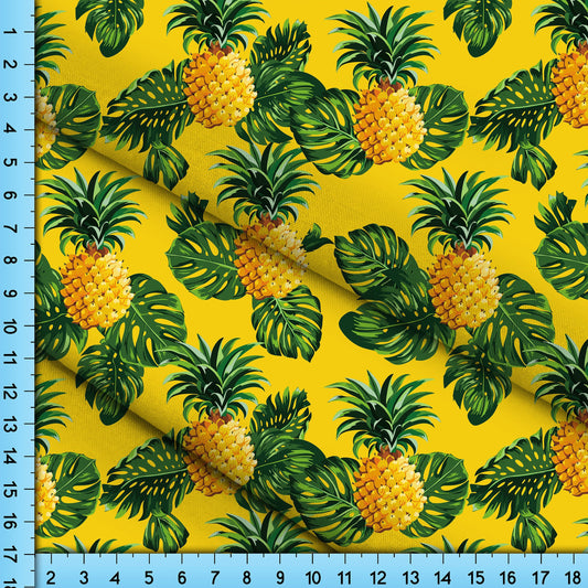 NEW Turquoise Blue Pineapple Hawaiian Print Fabric Sold by the Yard -   Canada