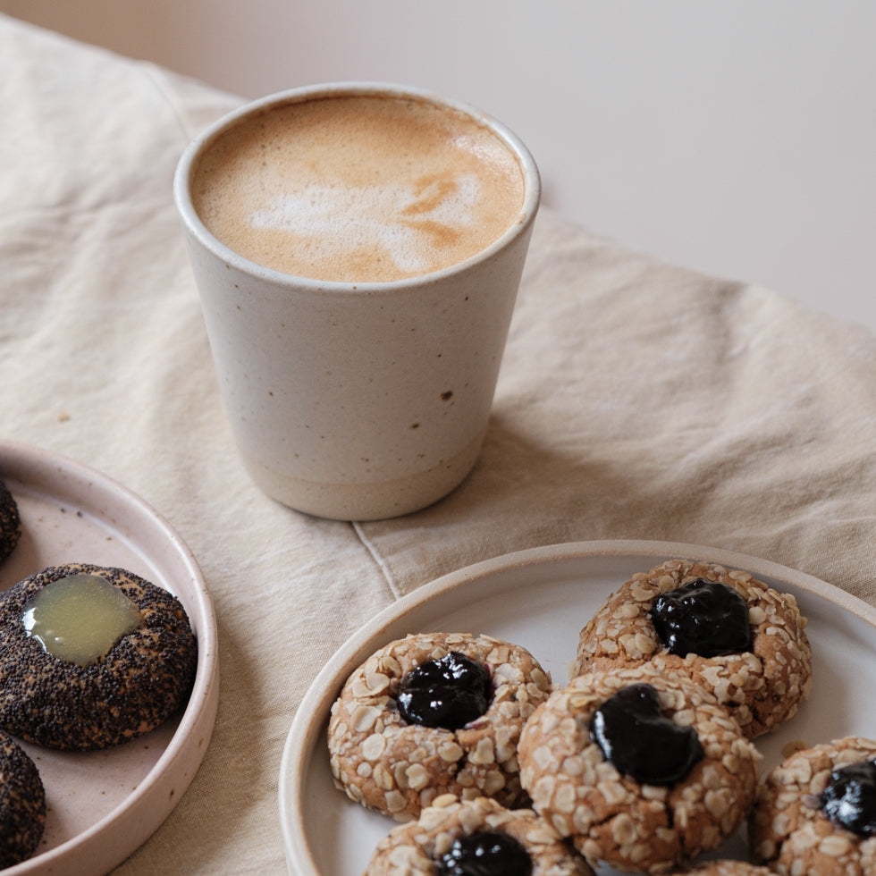 DOR & TAN blueberry almond oat thumbprint cookies vegan vegetarian