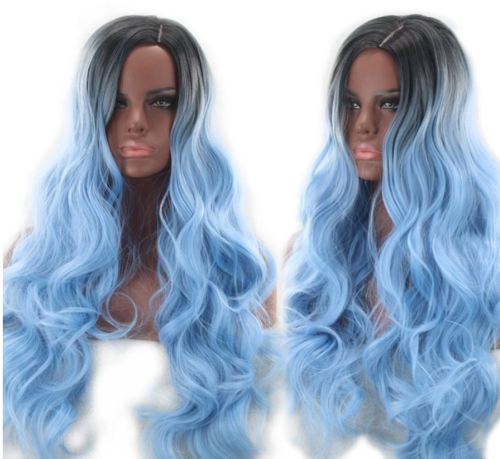 Professionals Volume Blue & Black Curly Layered Long Wig