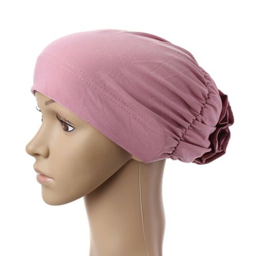 Dignified Temperament Muslim Scarf Kerchief Hat Flower Casual   eraser pink