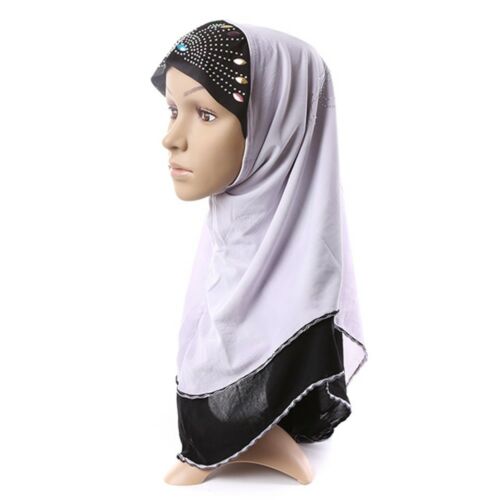 Dignified Muslim Scarf Kerchief Hat Macrame Zircon Thin    white