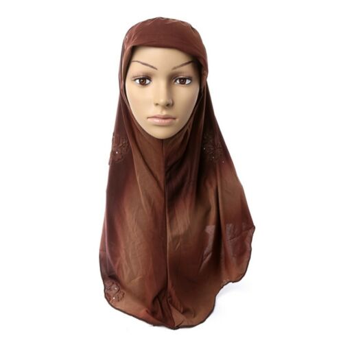 Dignified Temperament Muslim Kerchief Scarf Hat Zircon Printing   4