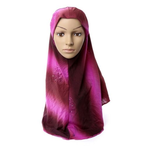 Dignified Temperament Muslim Kerchief Scarf Hat Zircon Printing   5