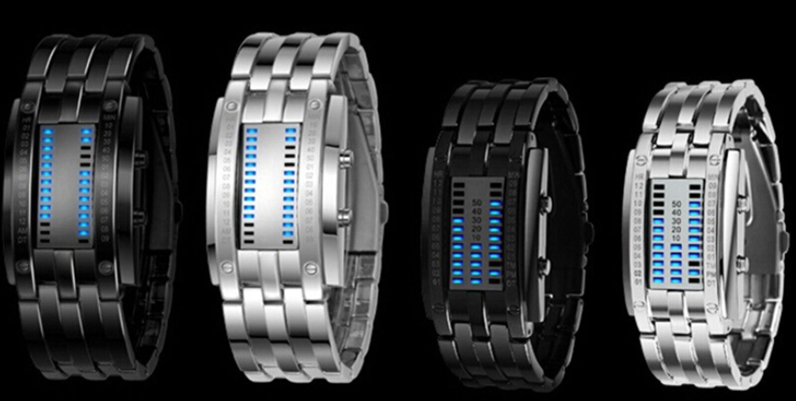 Waterproof Creative Date Digital LED Luminous steel Men Women Bracelet Watch