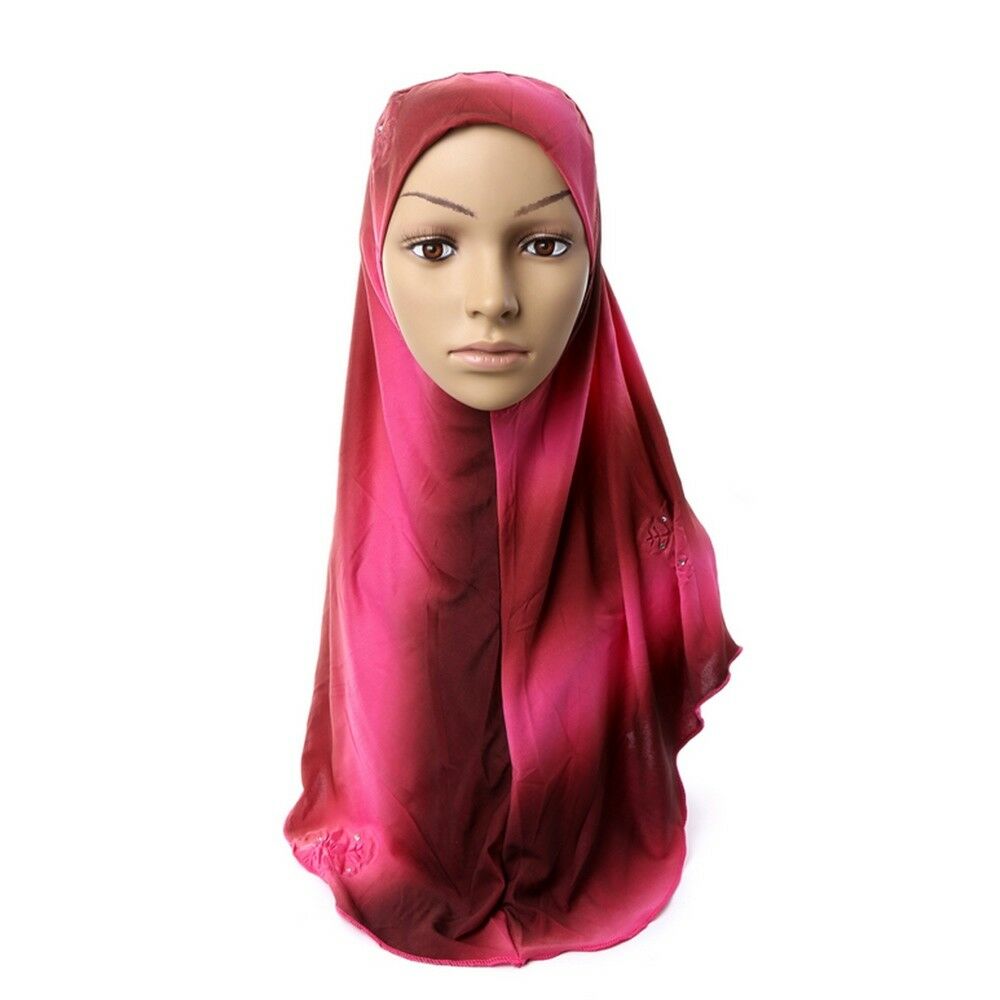 Dignified Temperament Muslim Kerchief Scarf Hat Zircon Printing   2