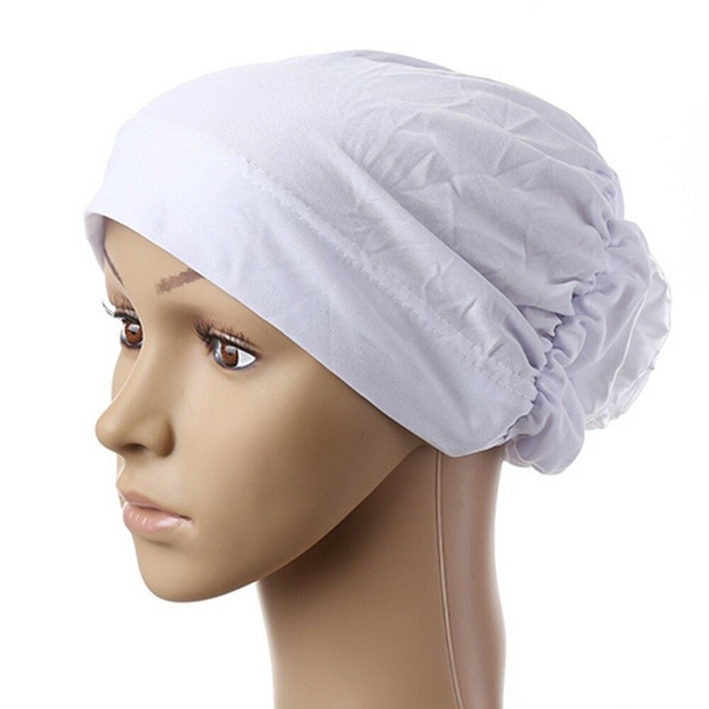 Muslim Scarf Kerchief Hat Flower Casual   white