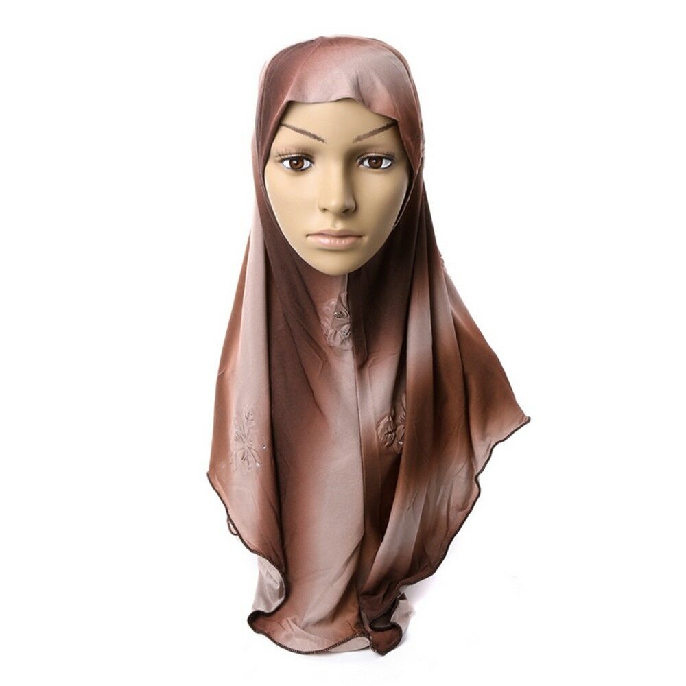 Dignified Muslim Kerchief Scarf Hat Zircon Printing   9