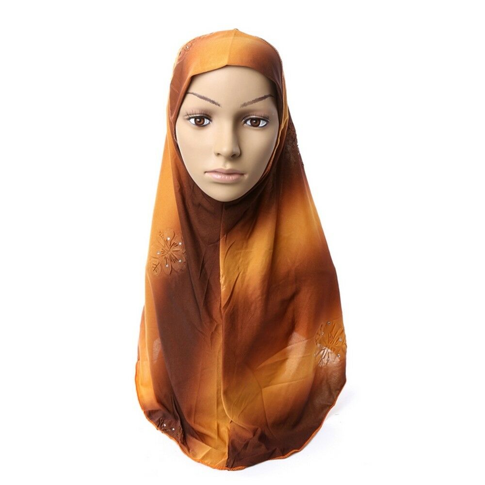 Dignified Muslim Kerchief Scarf Hat Zircon Printing   8