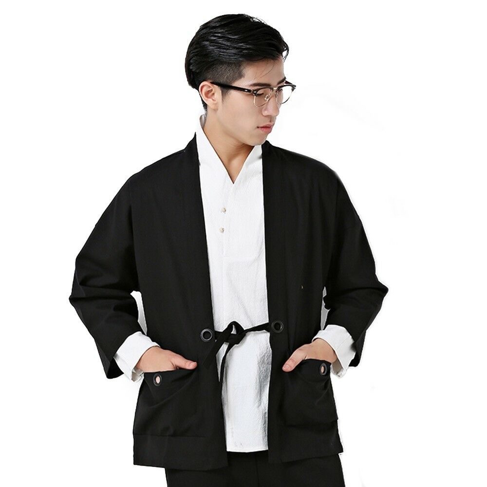 Flax Shirt Man Cloth Vintage Jacket Plus Size