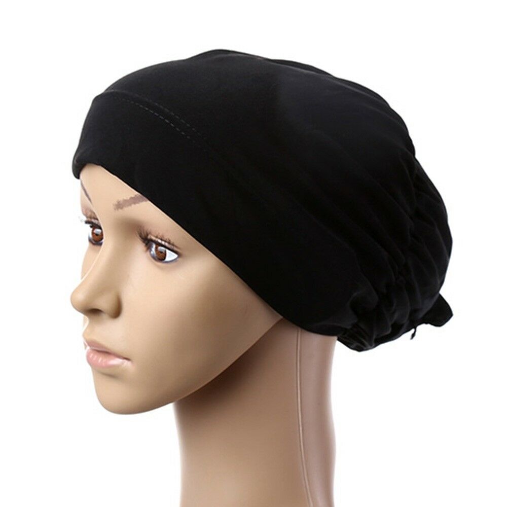 Dignified Temperament Muslim Scarf Kerchief Hat Flower Casual   black