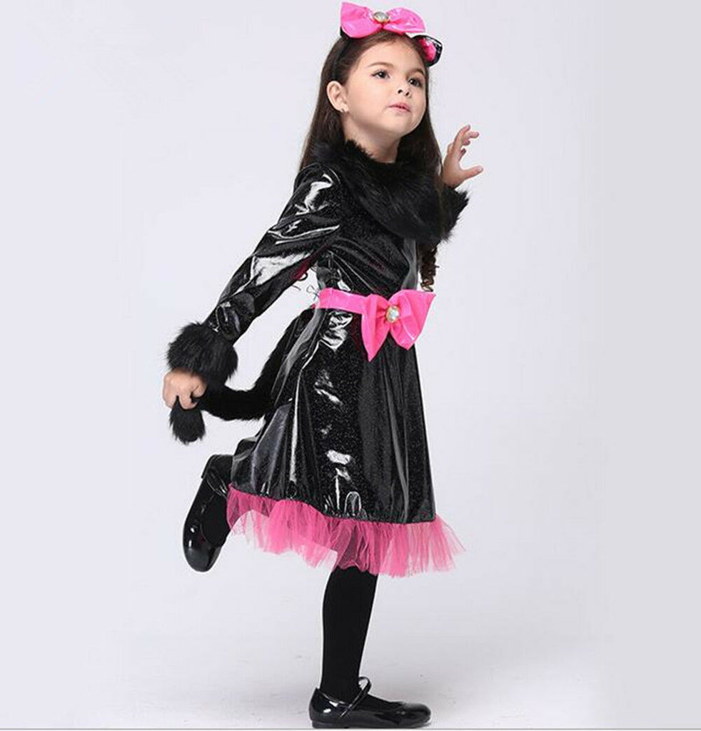 Fille Chat Deguisement Halloween Jeune Enfants Chaton Robe Soiree