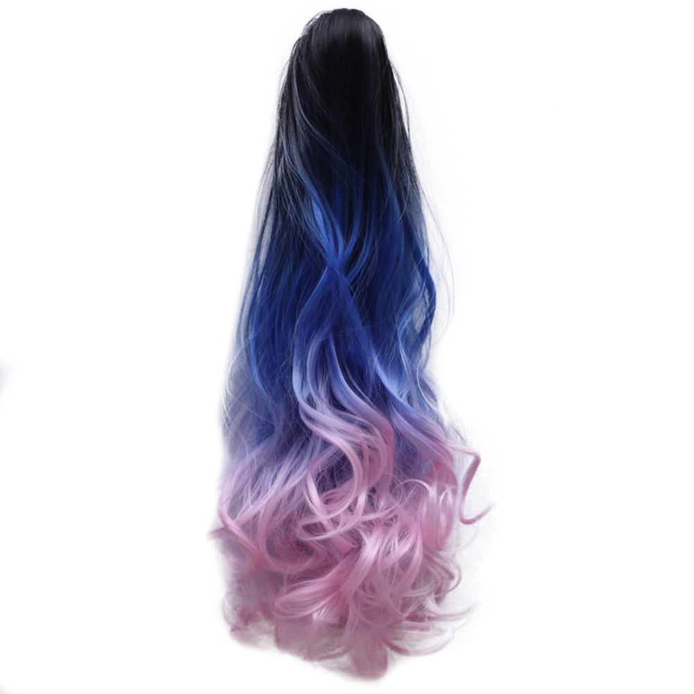 Gradient Ramp Claw Clip Horsetail Wig    5#black blue pink