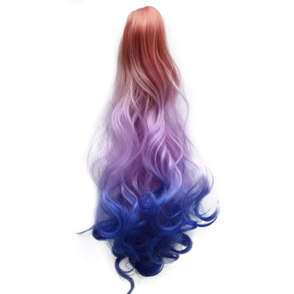 Gradient Ramp Claw Clip Horsetail Wig    9#golden light purple blue