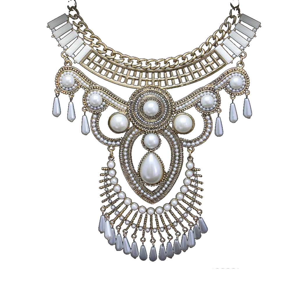 European Fashionable Exaggerated Crystal Cloth Decoration Necklace Korean Galvanized Short Clavicle 