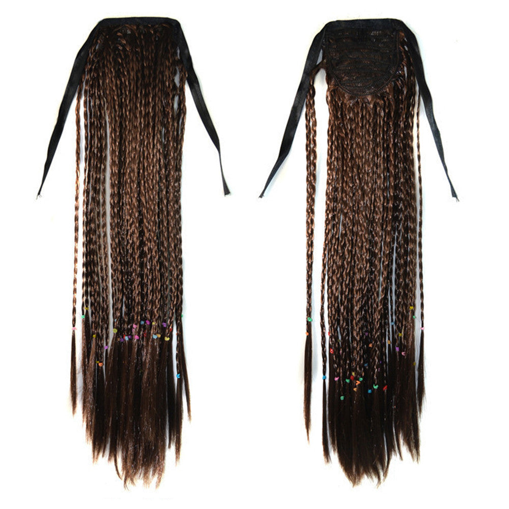 Manual Small Braids Horsetail Bohemian Style Wig dark brown