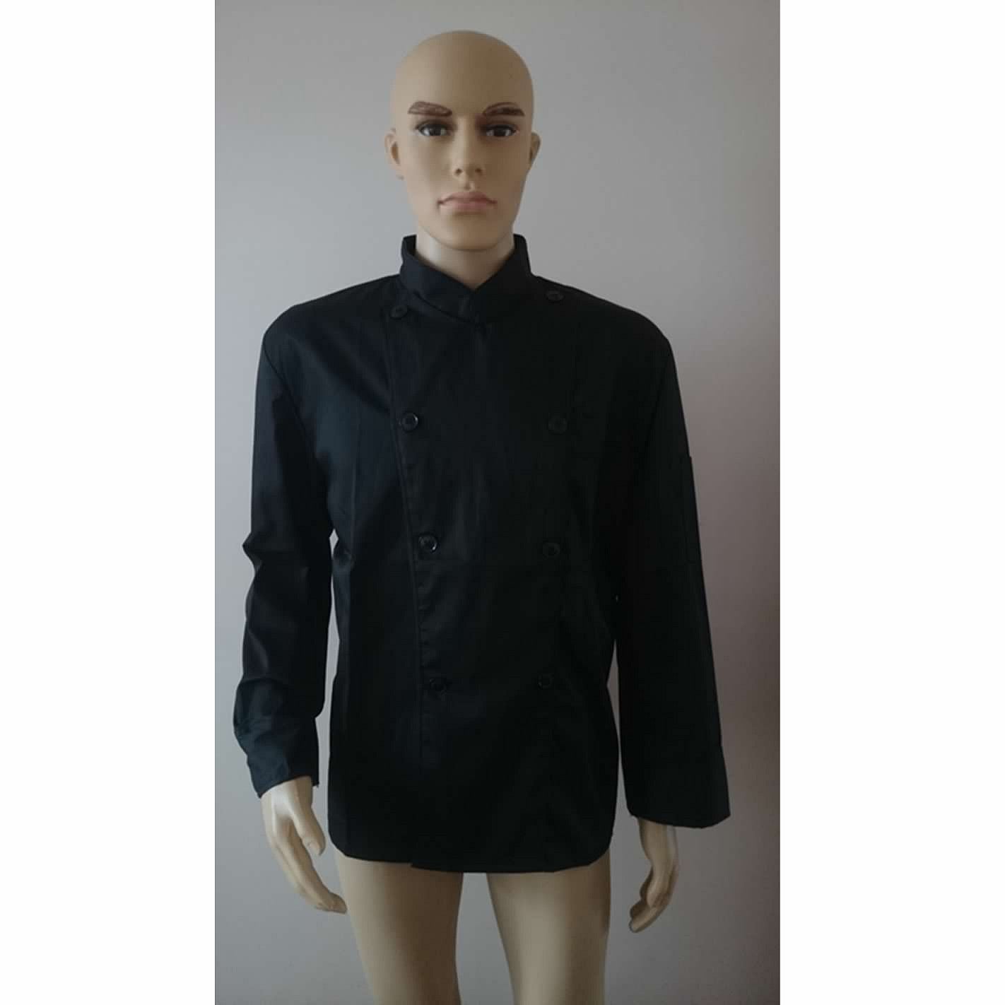 Long Sleeve Classic Kitchen Cook Chef Waiter Waitress Coat Uniform Jacket Black