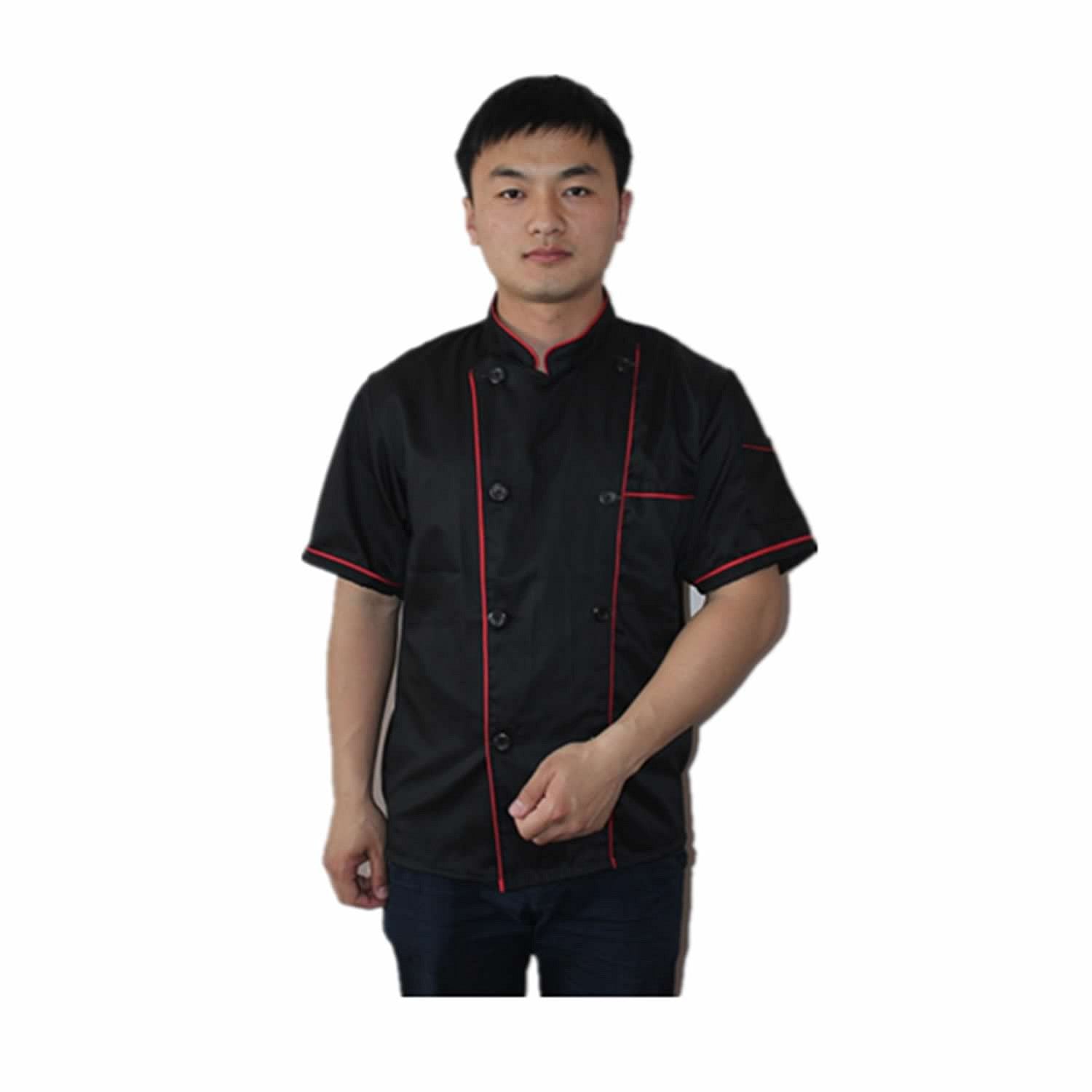 Short Sleeve Kitchen Cooker Working Uniform Chef Waiter Waitress Coat Jacket