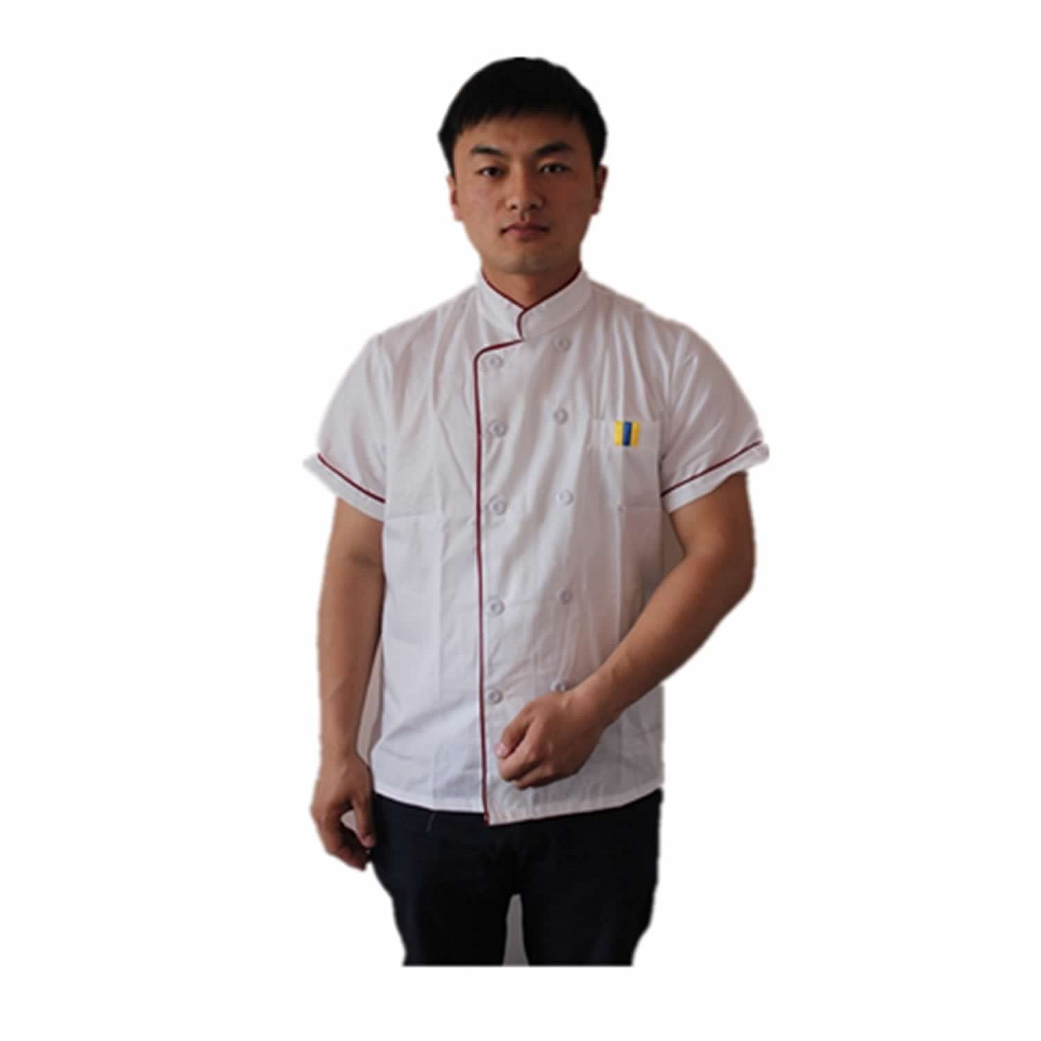 Short Sleeve Kitchen Cooker Working Uniform Chef Waiter Waitress Coat Jacket