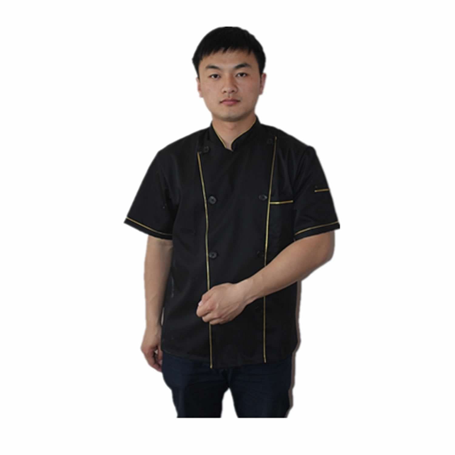 Short Sleeve Kitchen Cooker Working Uniform Chef Waiter Waitress Coat Jacket