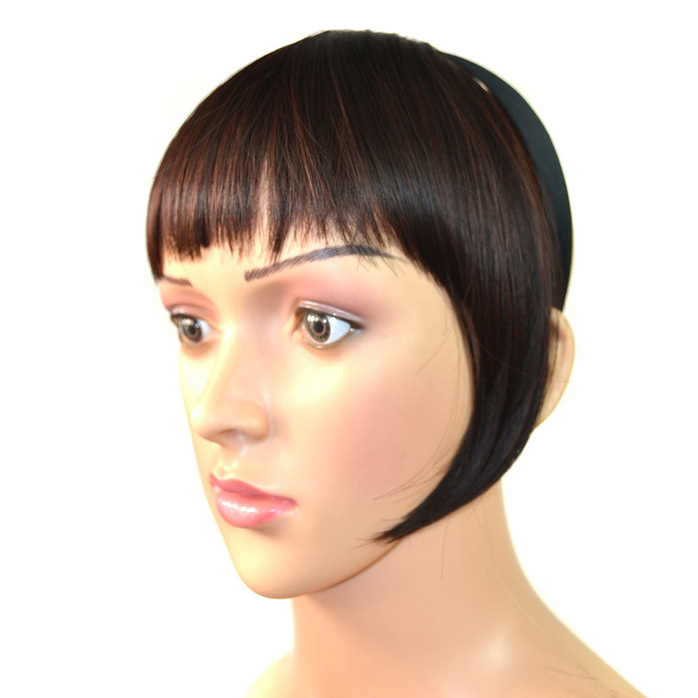 Hair Band Blunt Bang Wig dark brown