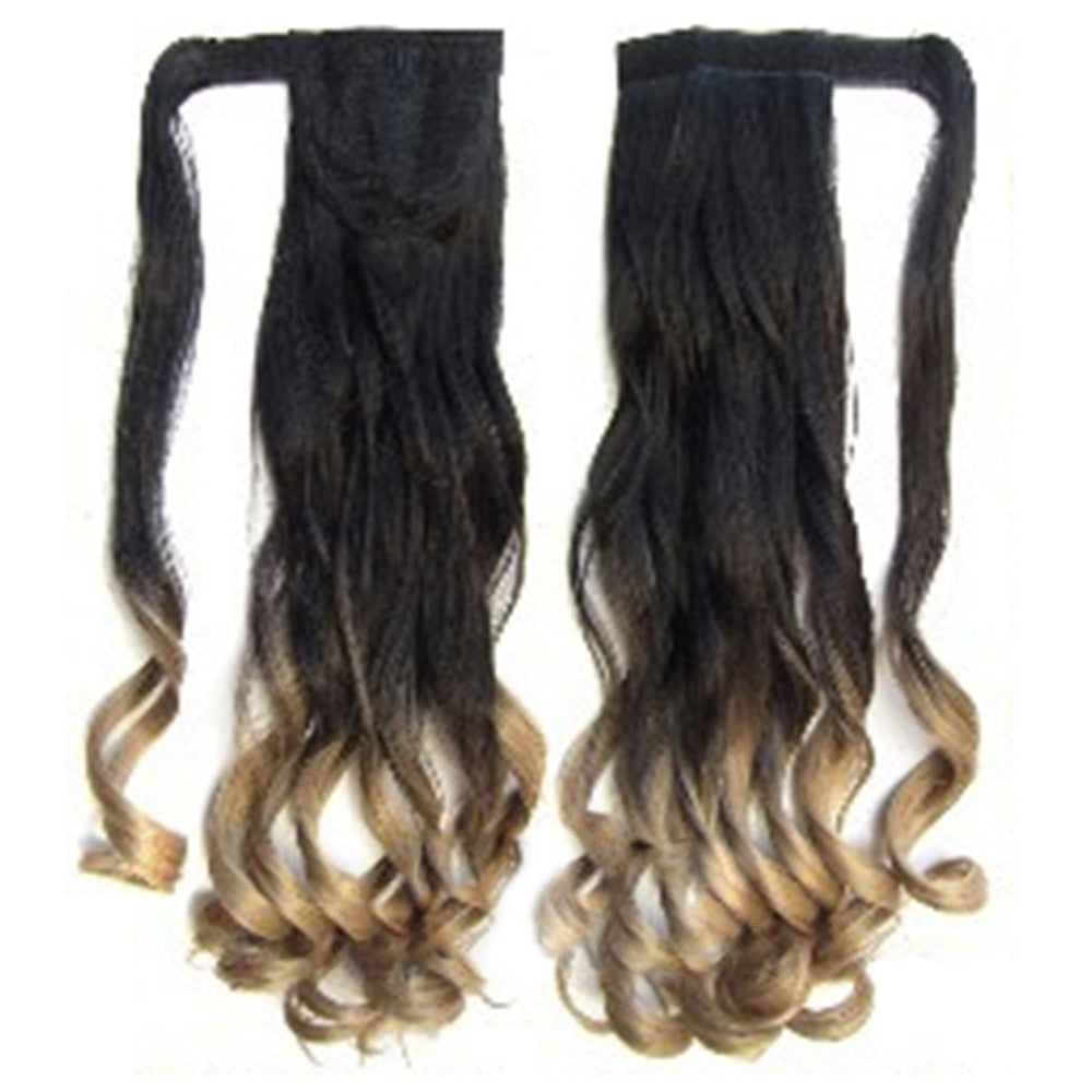 Magic Tape Gradient Ramp Horsetail Wig Curled    BlackT16