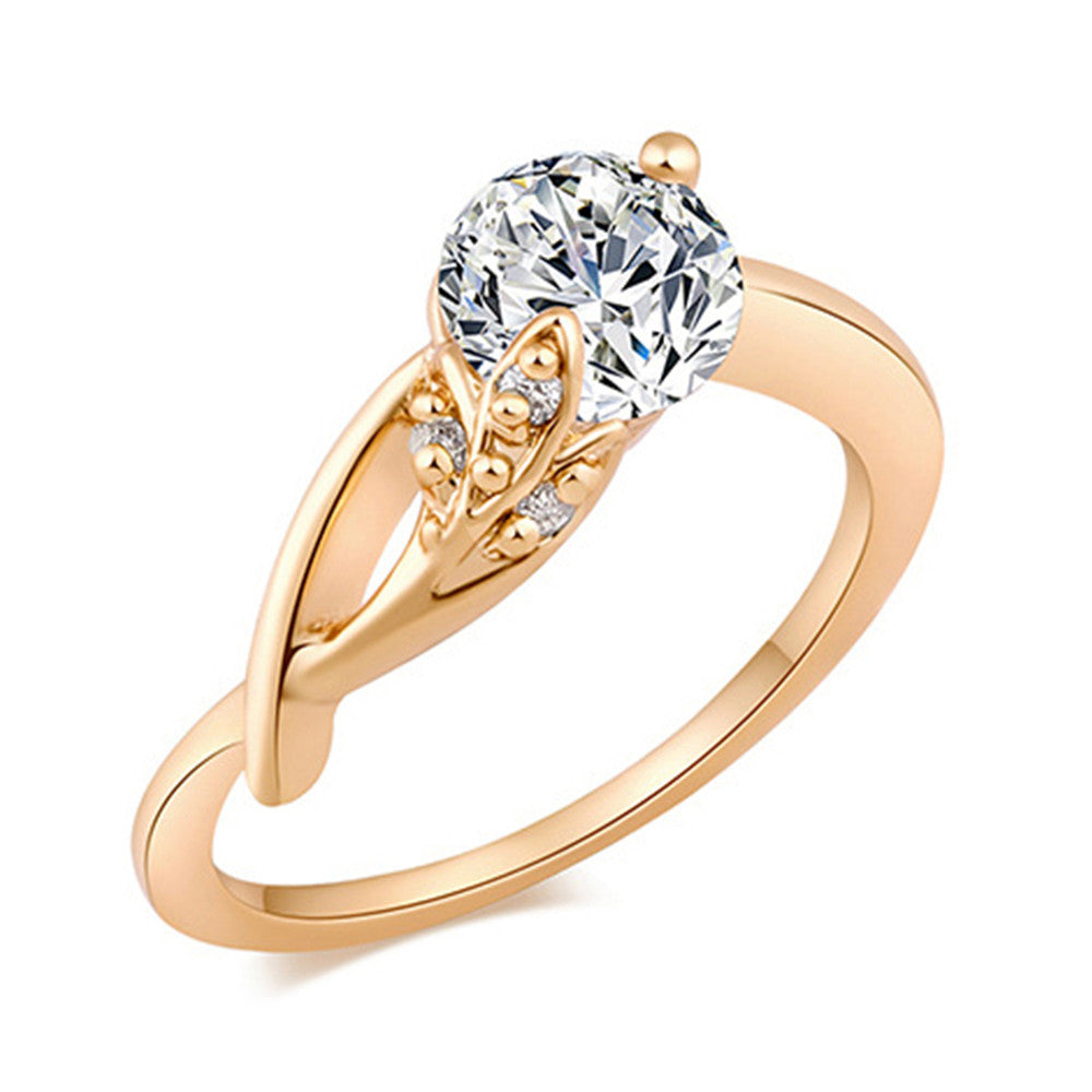 Flower Zircon Ring 18K Gold Plated   gold plated white zircon 7.