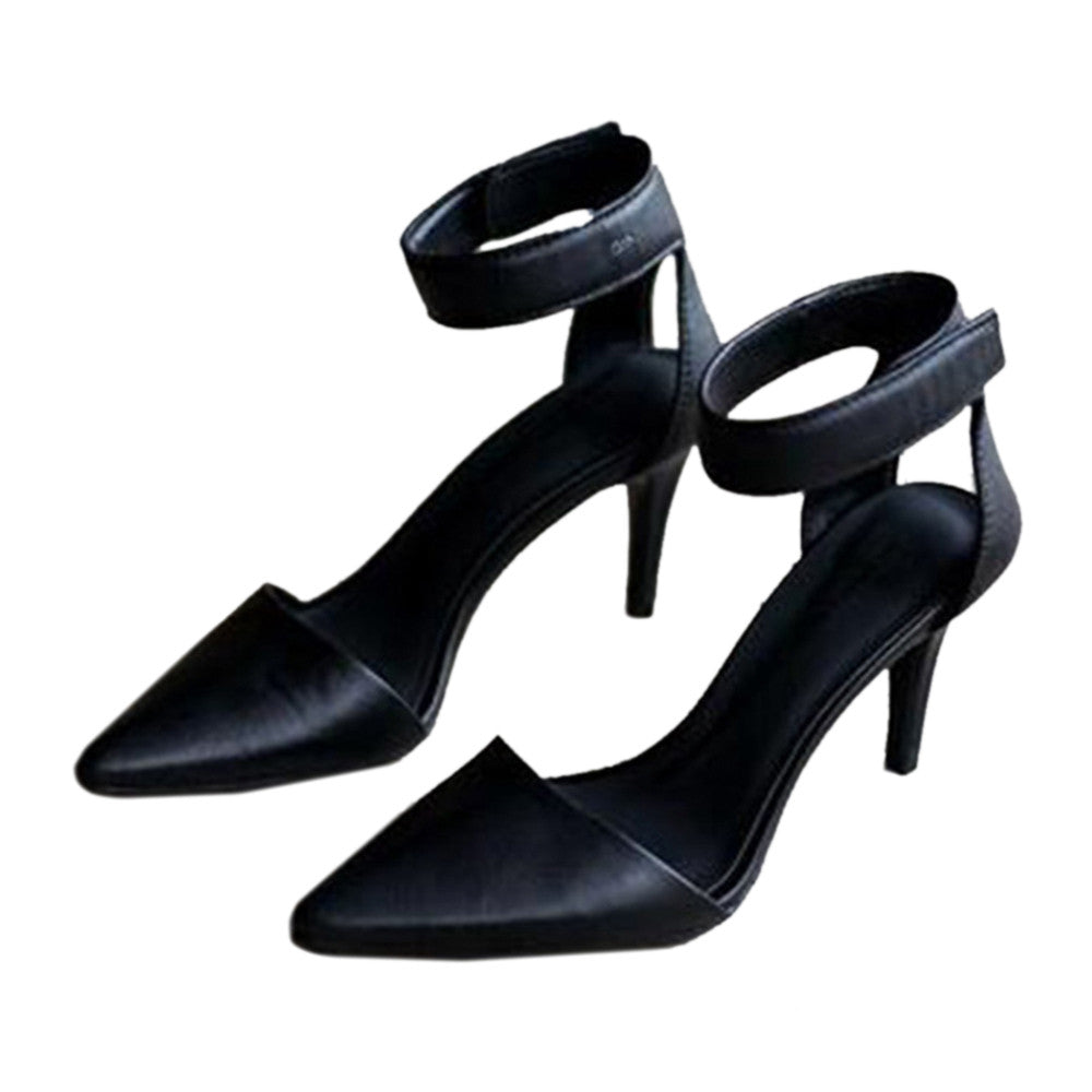 Pointed Velcro Sandals Black Women Shoes