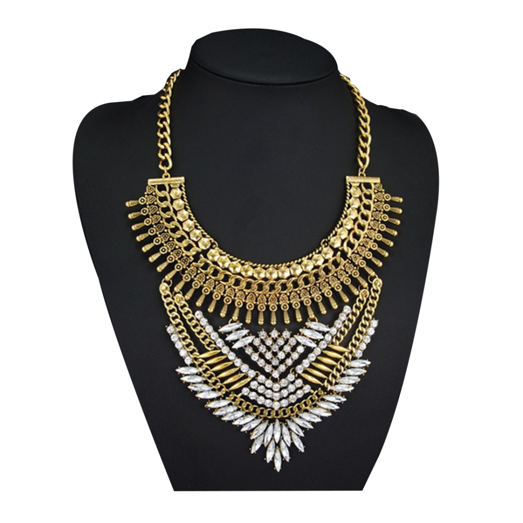 European Vintage Big Brand Necklace High Grade Envrionment-friendly Alloy Zircon Clavicle Necklace  