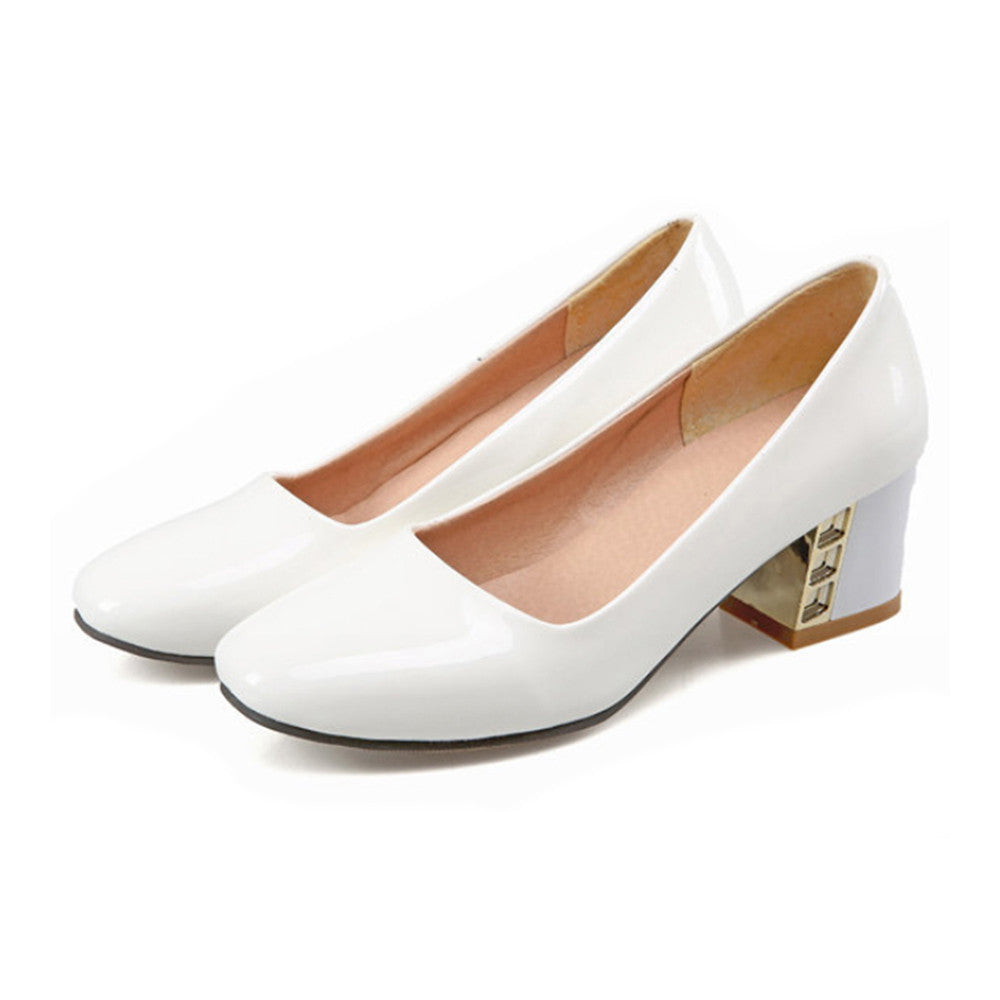 Middle Heel Low-cut Work Thin Shoes  white