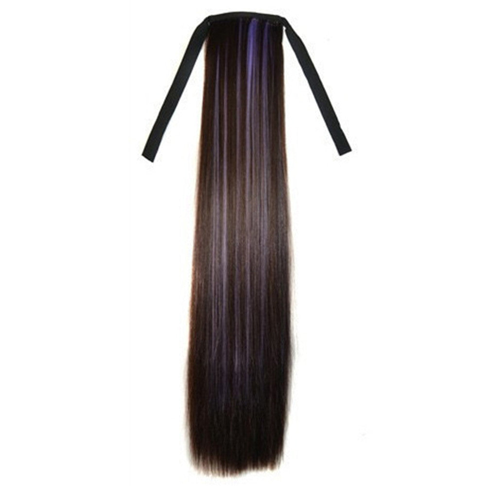 Lace-up Colorful Highlights Wig Horsetail    brown taro purple 2M33H2403A#