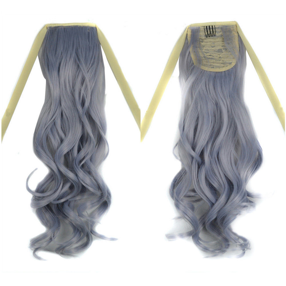 Wig Horsetail Granny Grey Lace-up    MW light granny grey curled