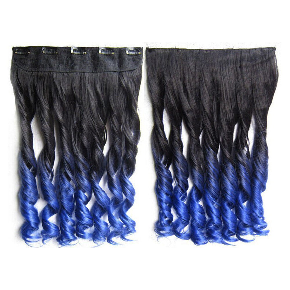 Gradient Ramp Hair Extension 5 Cards Wig     BlackTBlue#