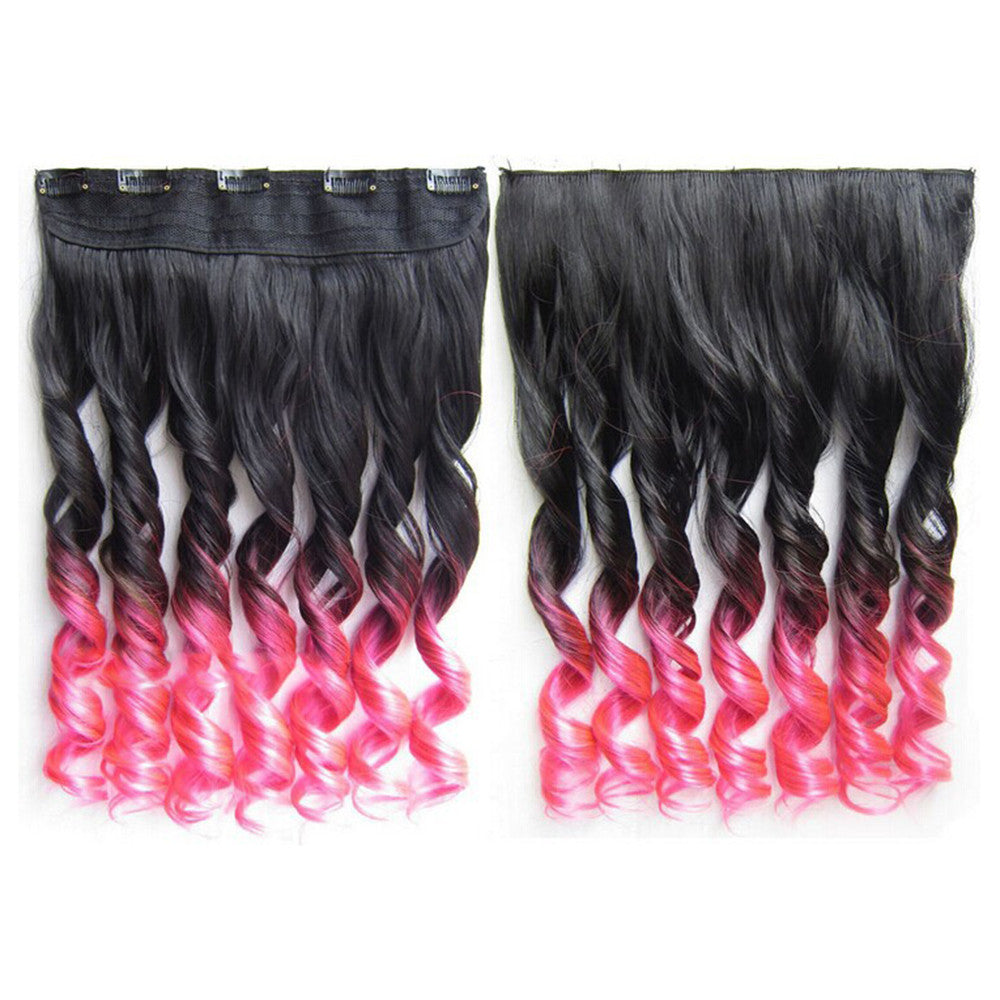 Gradient Ramp Hair Extension 5 Cards Wig     BlackTPink#