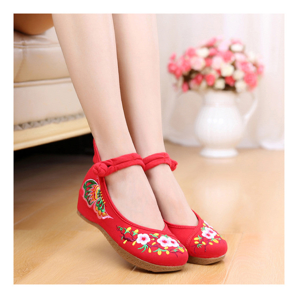 Sunflower National Style Woman Shoes Increased within Emboridered Shoes Old Beijing Cloth Shoes Woma