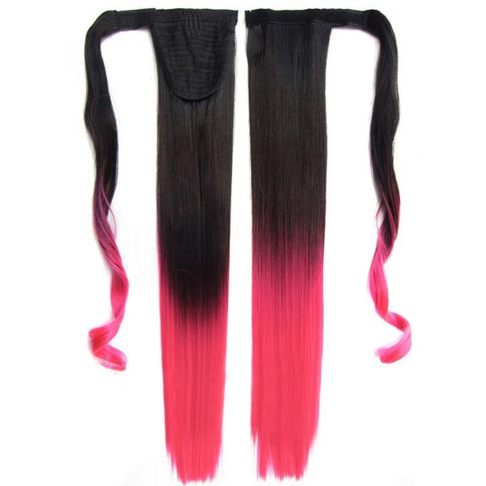 Magic Tape Gradient Ramp Horsetail Wig Straight    BlackTPink