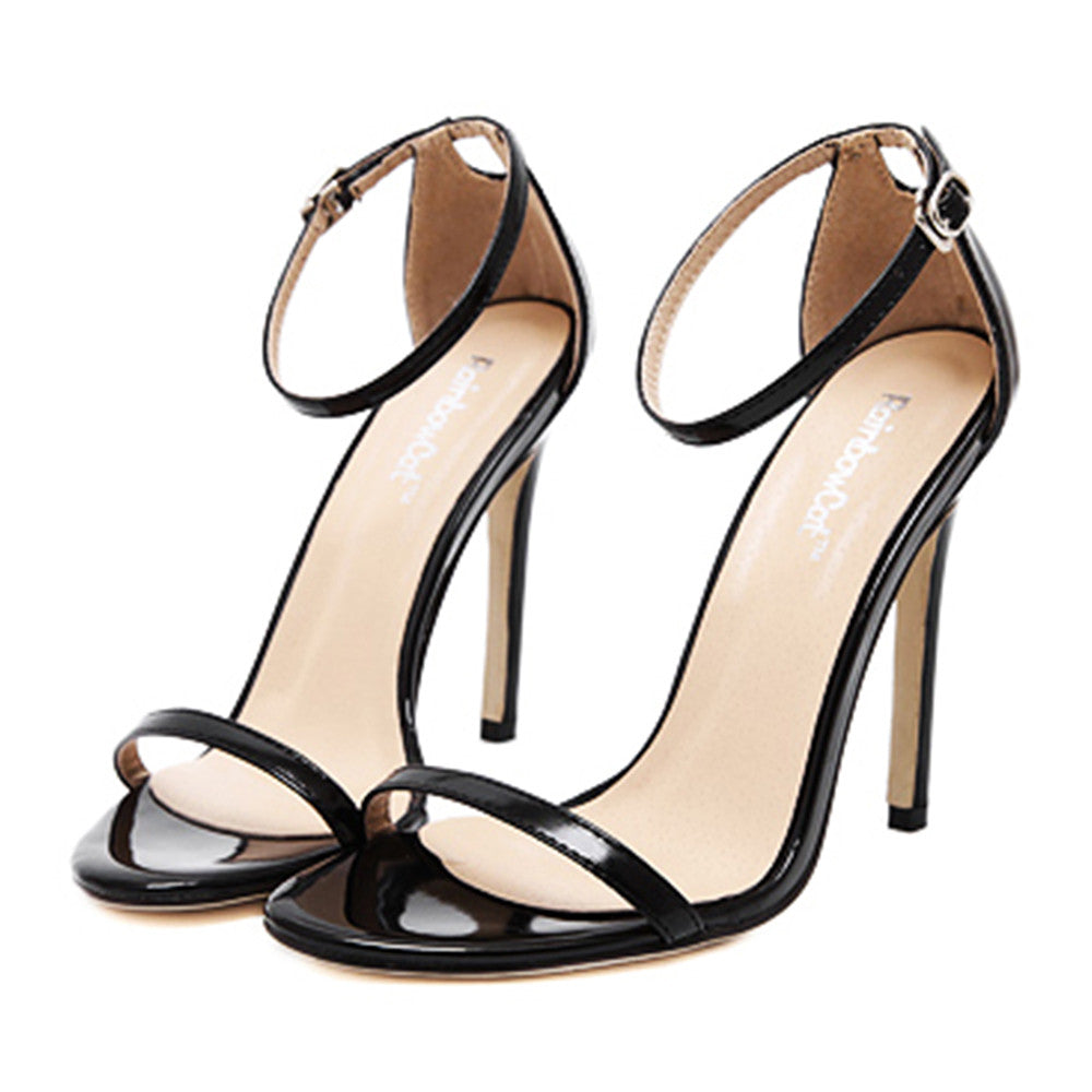 Lace-up Thin High Heel Shoes Sandals   black  35