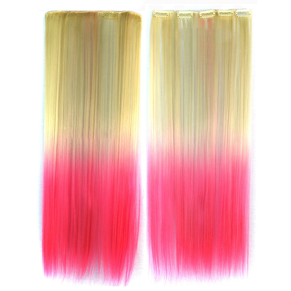 Wig Dyed Gradient Ramp Hair Extension   beige to pink