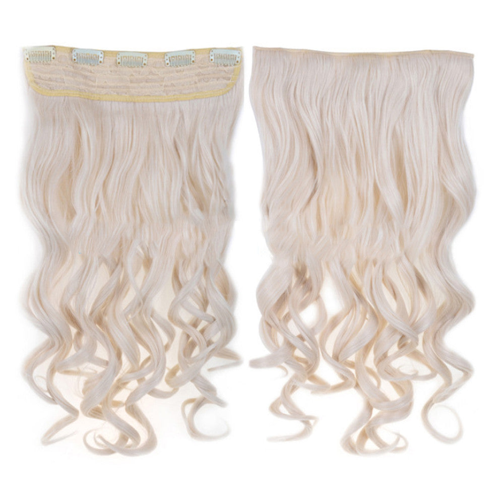 Long Curled Hair Extension 5 Cards Wig   high temperature silk60# golden white