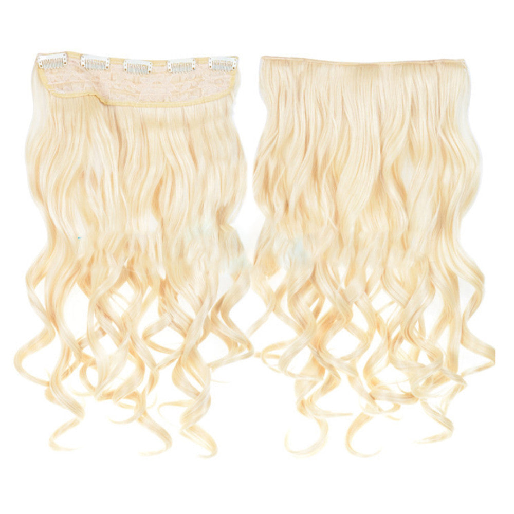 Long Curled Hair Extension 5 Cards Wig   high temperature silk613# golden yellow