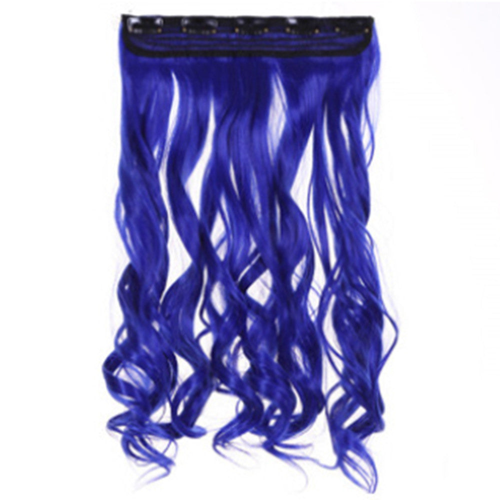 Long Curled Hair Extension 5 Cards Wig   Blue