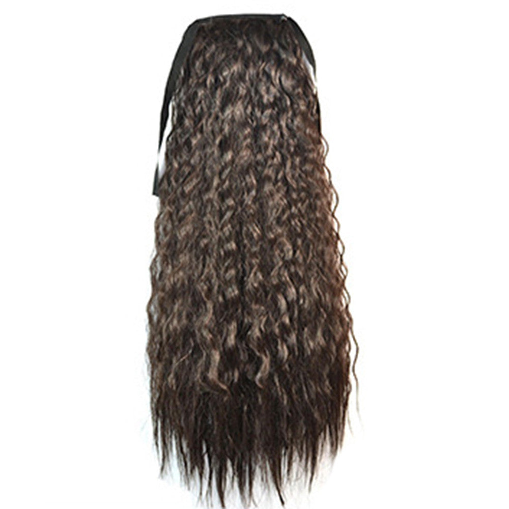 Wig Corn Perm Lace-up Horsetail brown black