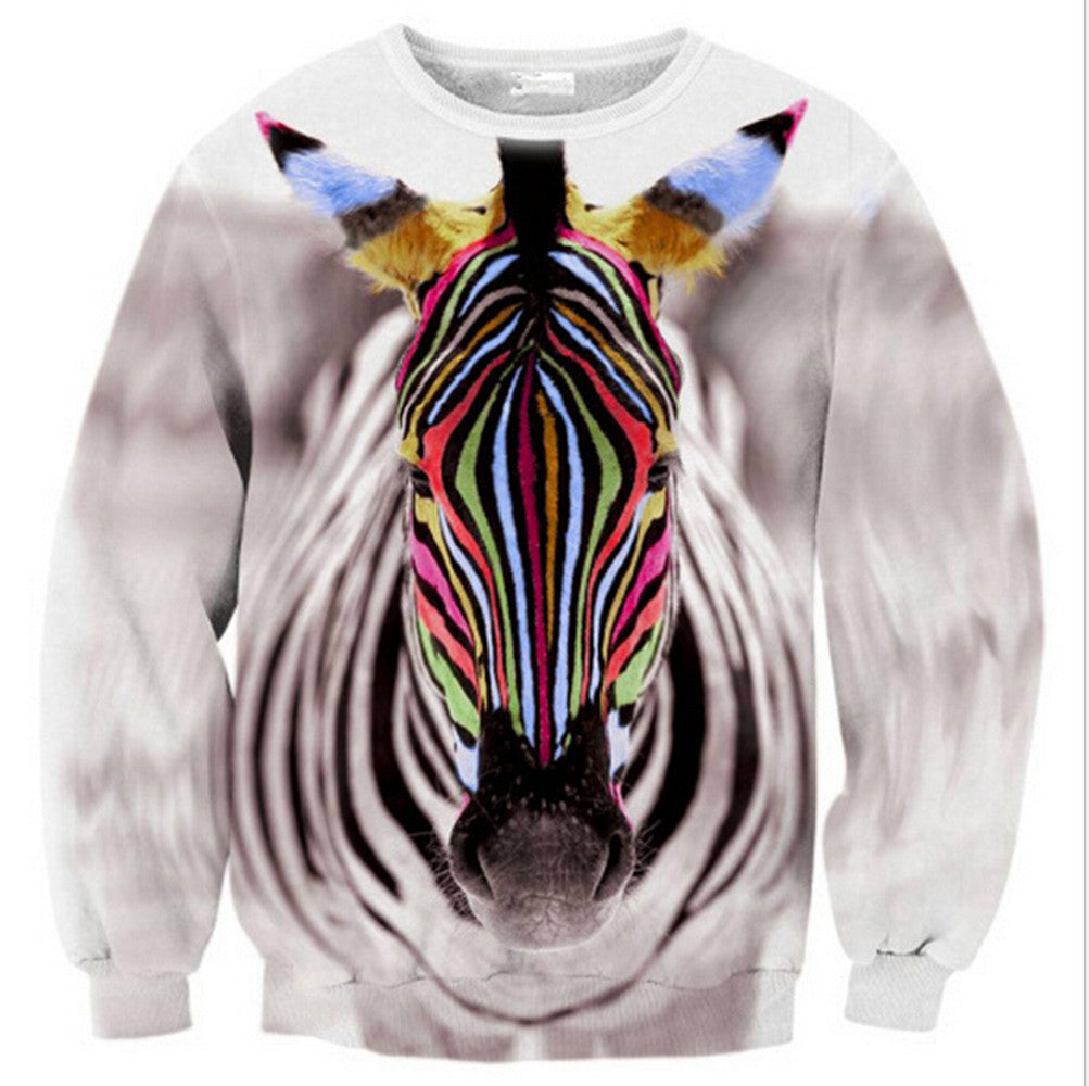 Womens Mens 3D Print Realistic Space Galaxy Animals Hoodie Sweatshirt Top Jumper zebra