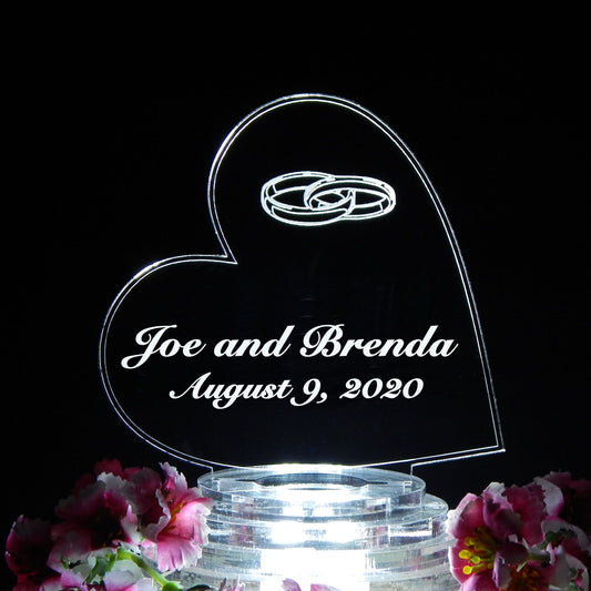 Personalized Monogram Heart Lighted Acrylic LED Wedding Cake Topper –  FinesseLaserDesigns