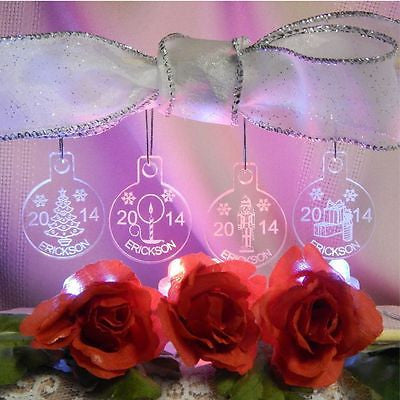 Miniature Baby's First Christmas Ornaments Personalized Name Set
