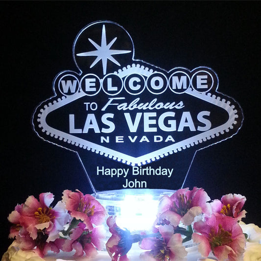 Custom Age Welcome to Fabulous Las Vegas Happy Birthday 225-746 Cake Topper