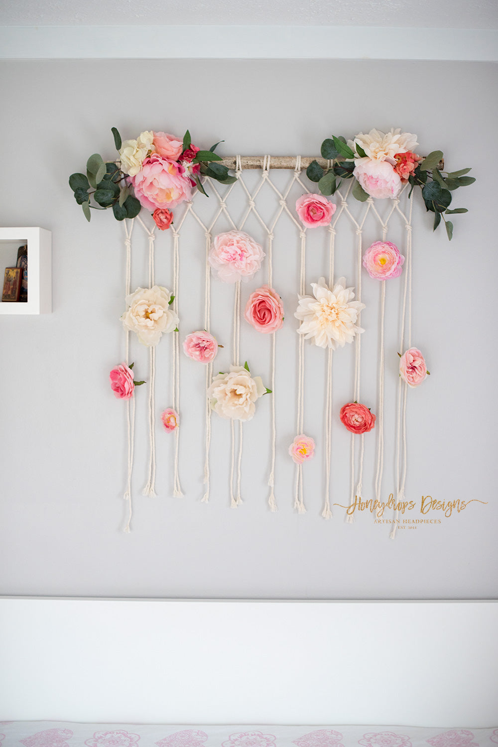 Macrame Flower Wall Hanging Baby Room Baby Girl Nursery Wall Decor Honeydrops Designs