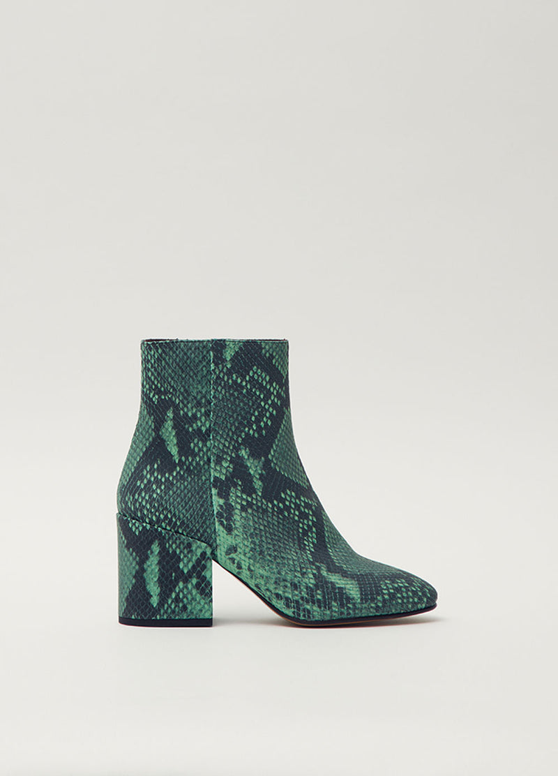 green snake print boots